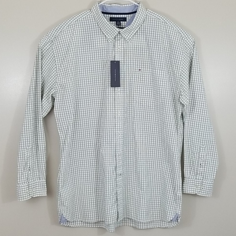 Tommy Hilfiger Green White Plaid Button Down Shirt